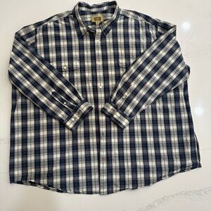 Men's Blue Plaid Shirt 4XL